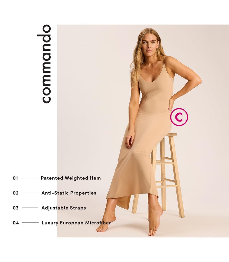 commando Classic Maxi Slip | Lightweight Shapewear with Raw-Cut Edges | Breathable European Microfiber | Adjustable Straps | Beige, Small-Medium - Image 3